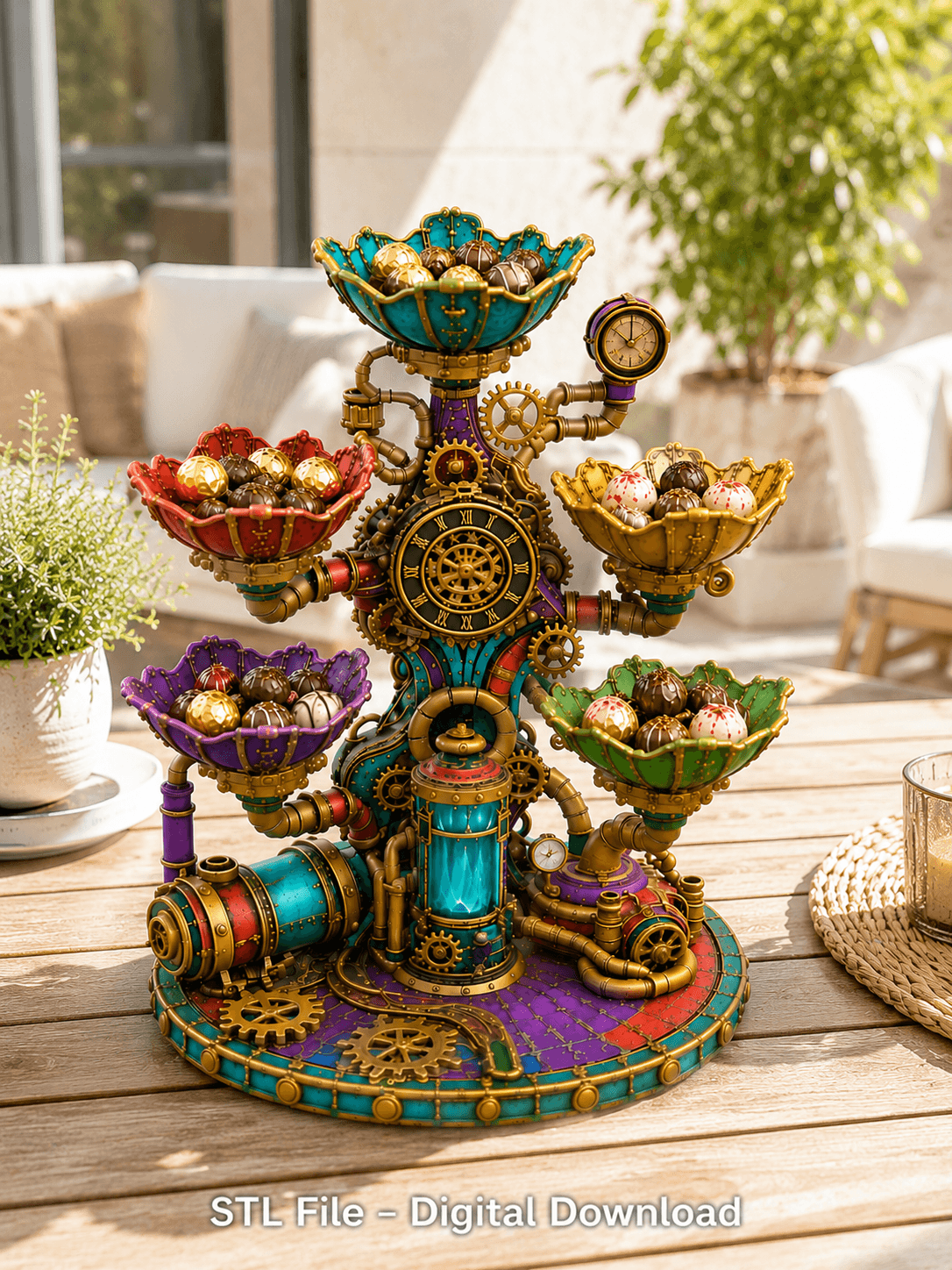 Steampunk Clockwork Bowl Organizer STL File for 3D Print