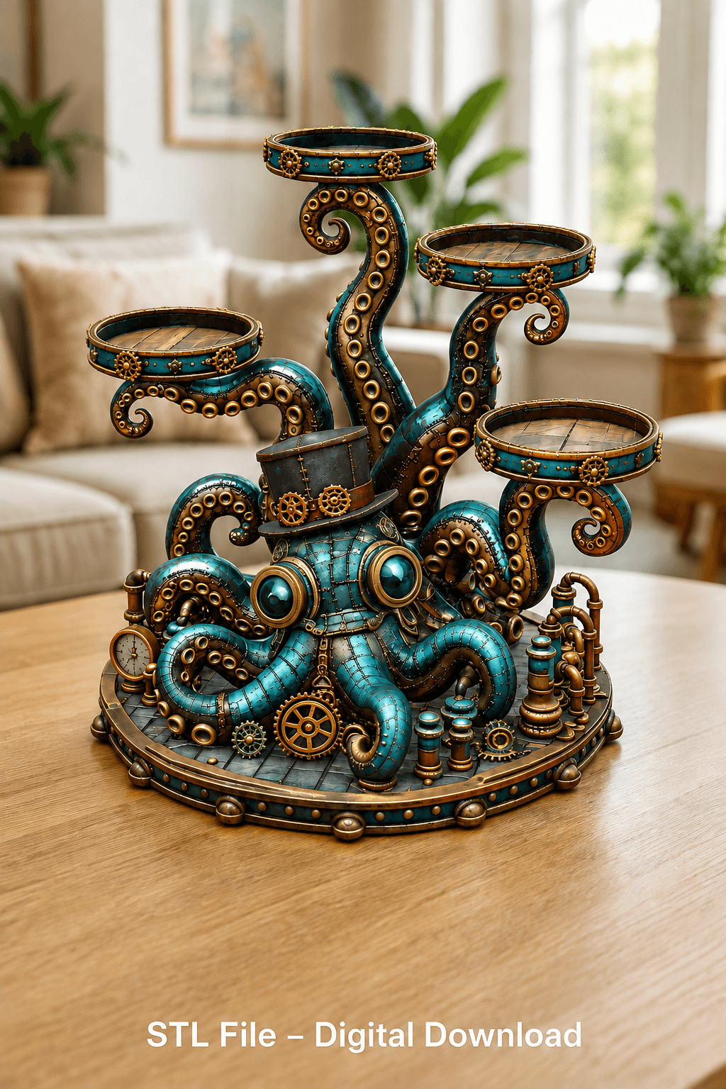 Steampunk Octopus Tray Organizer STL File for 3D Print
