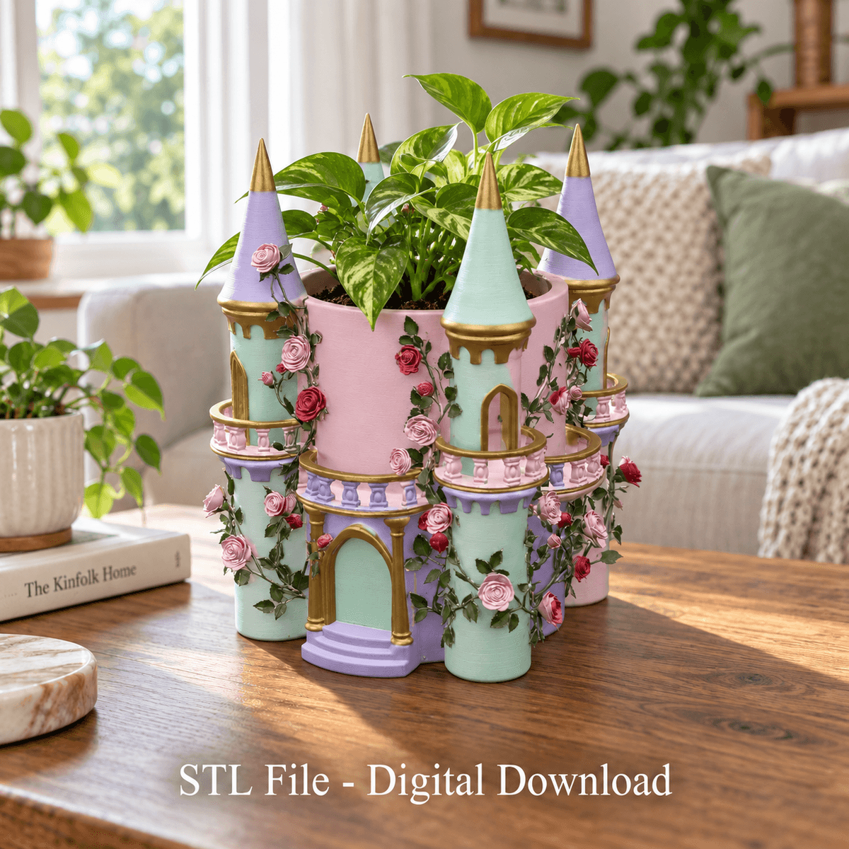 Rose Princess Castle Planter STL File for 3D Print