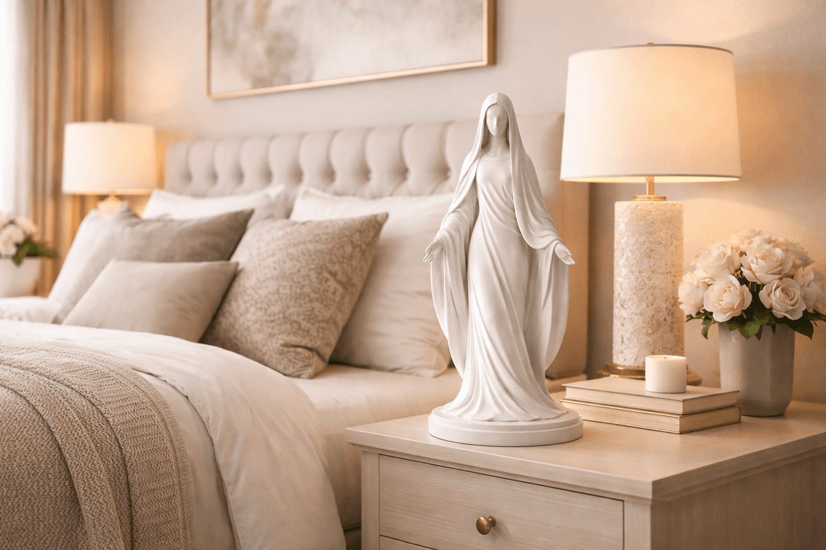 Minimalist Virgin Mary – STL File for 3D Printing | Modern Religious Sculpture