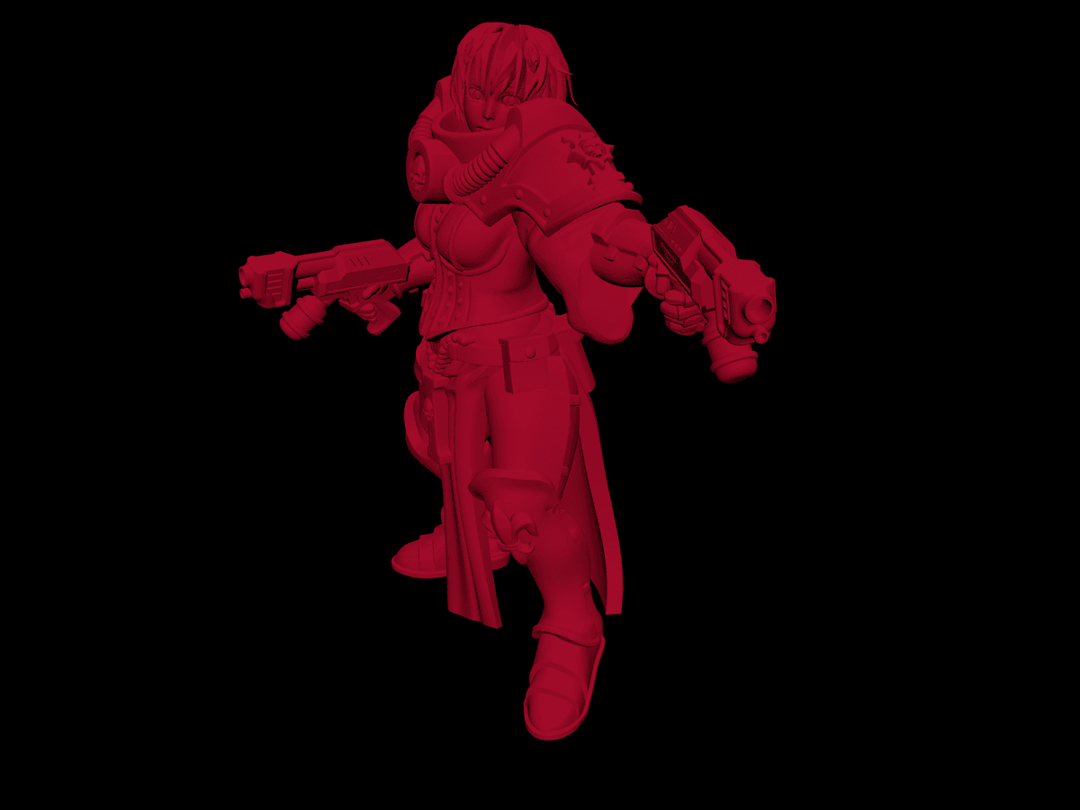 Anime-Style Dual Flame Pistol Sister – Adeptas Sororitas Stylised Proxy (28–32mm Scale)