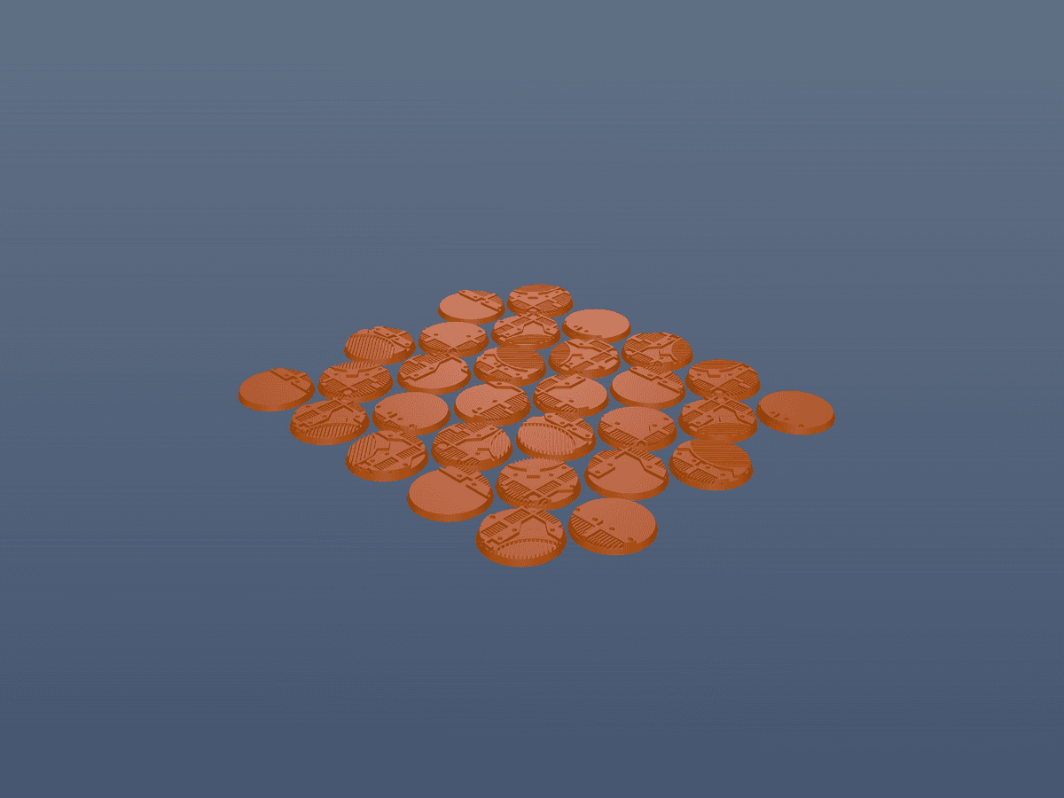 Warhammer 40k Wargames Terrain ZM Floor Bases 32mm Round Beveled Edge