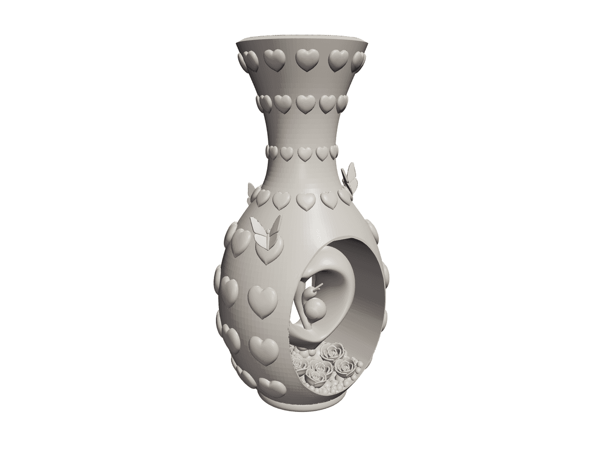 Heart And Flowers Vase Fbd 7 E 63
