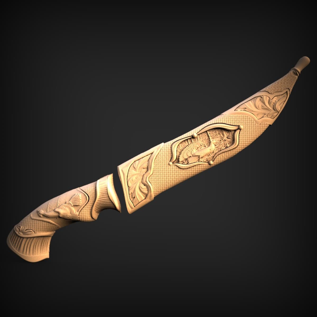 Game Bird Carved Hunting Knife