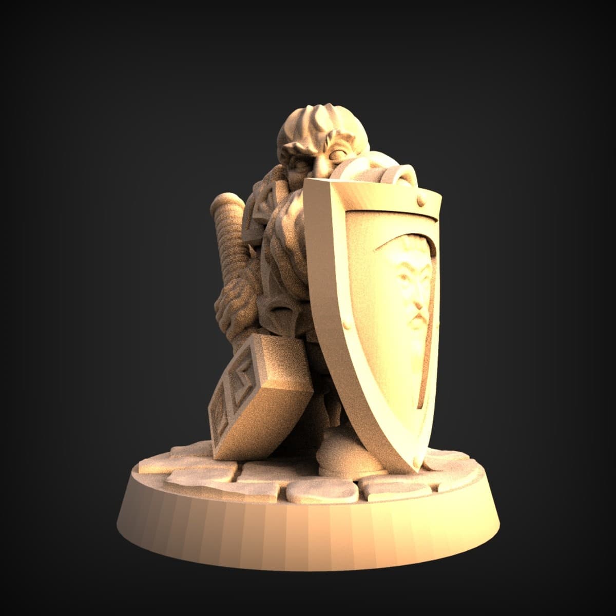 Kneeling Dwarf Shield-Bearer Miniature