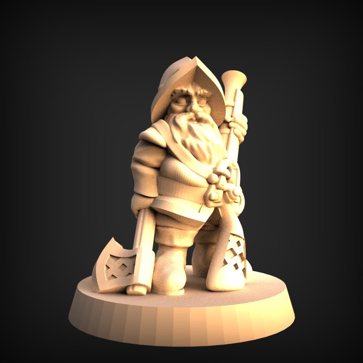 Kneeling Dwarf Warrior Miniature