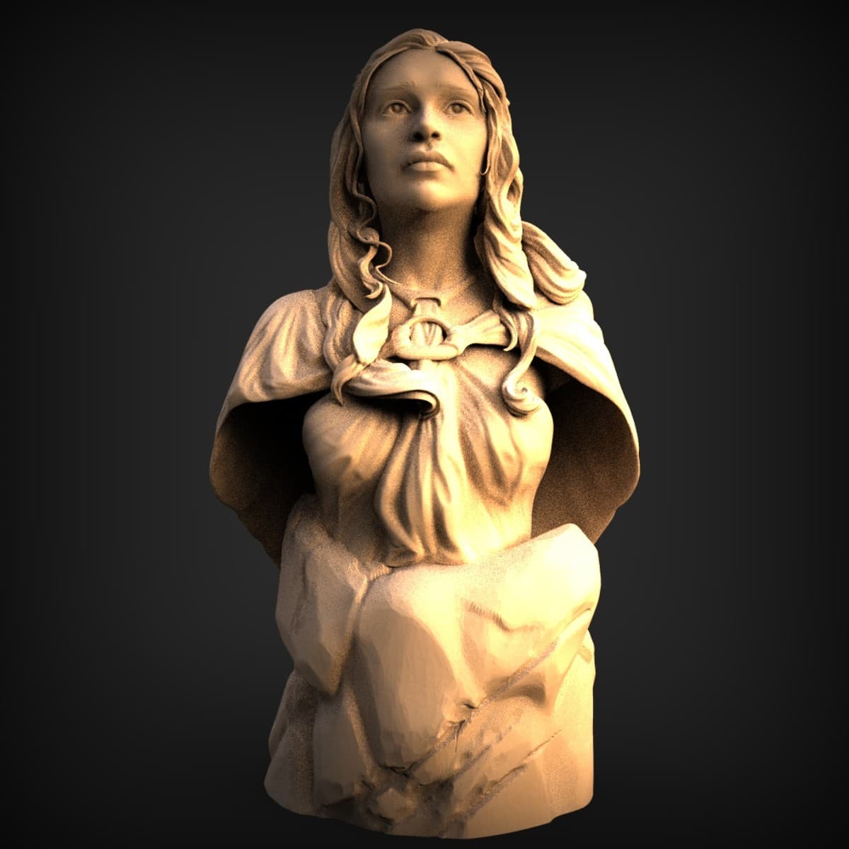 Hooded Elven Maiden Bust