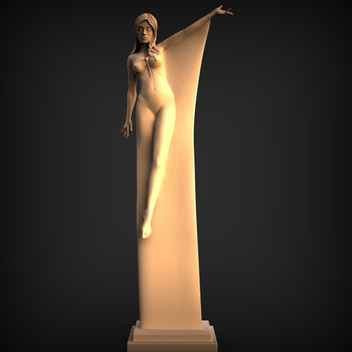 Nude Figure Emerging From Pillar