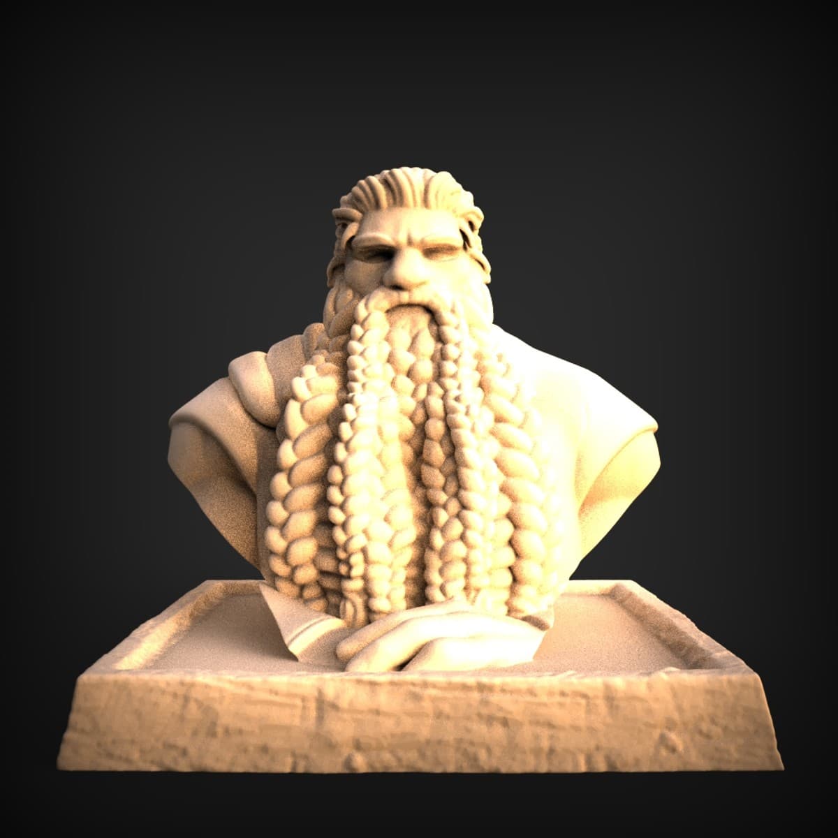 Braided-Beard Elder Bust
