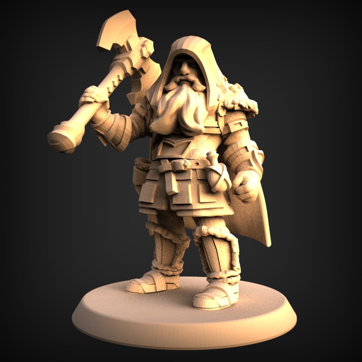Hooded Dwarf Warrior With Warhammer