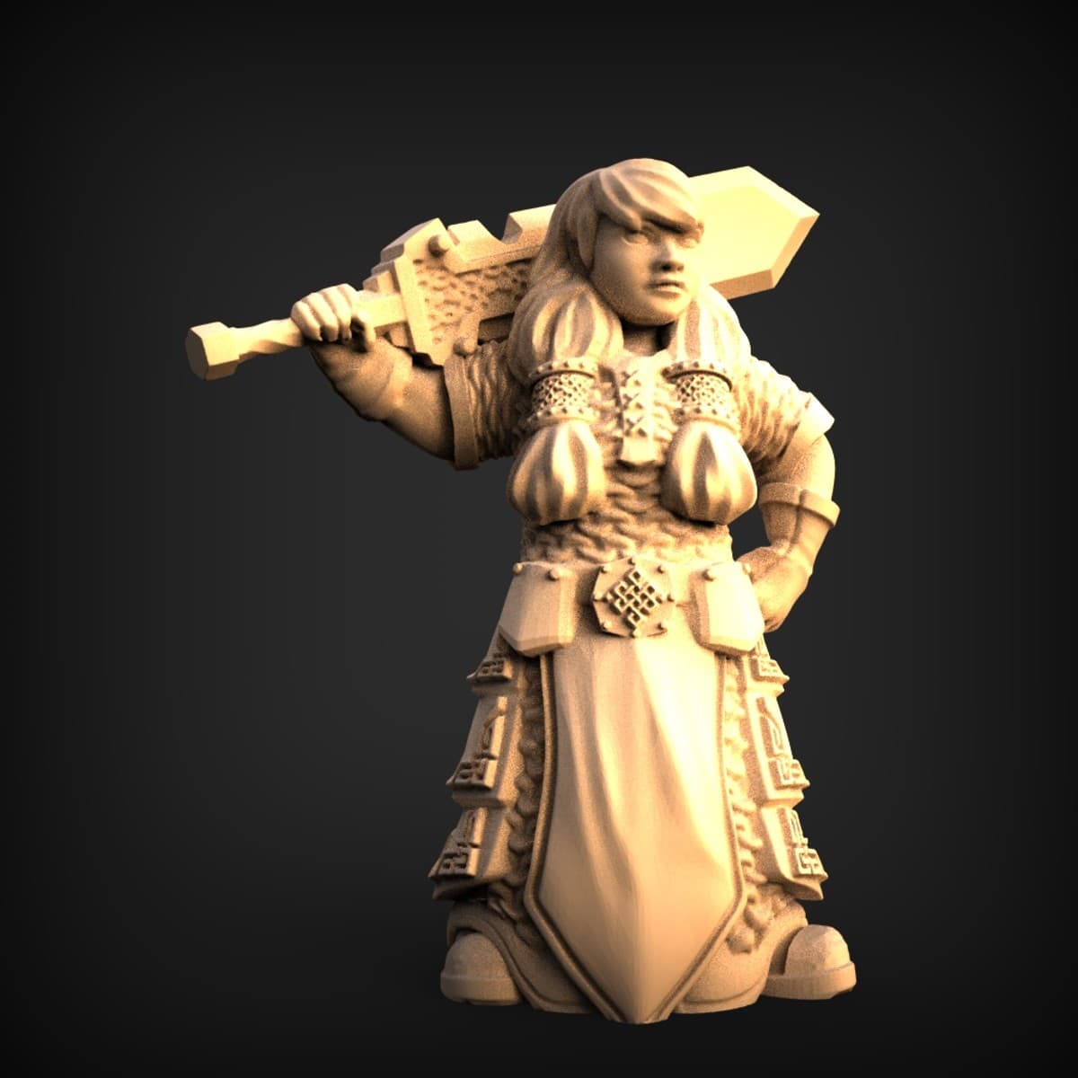 Dwarf Maiden With Warhammer Miniature