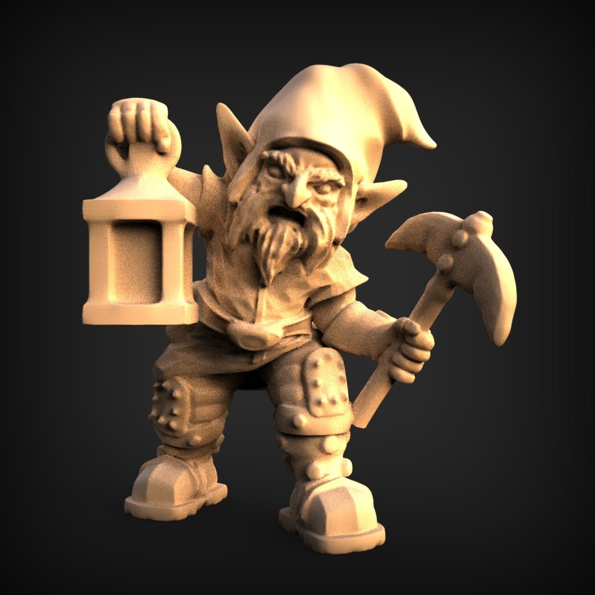Lantern-Bearing Dwarf Miner Figurine
