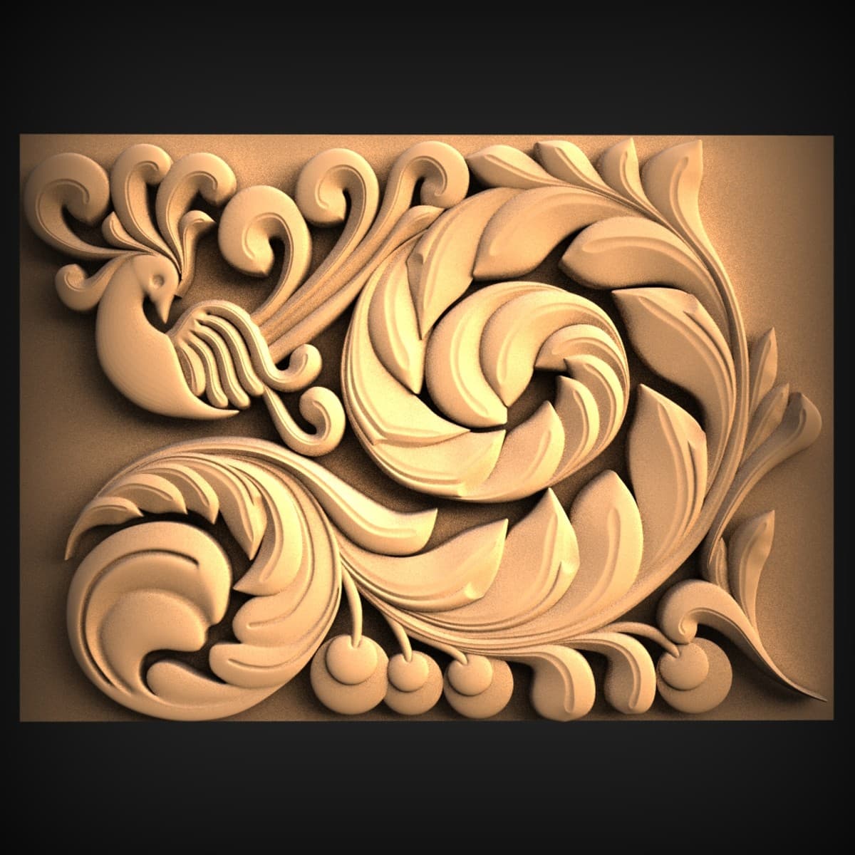 Baroque Bird and Acanthus Panel