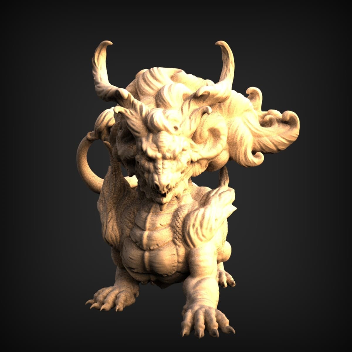 Crouching Horned Dragon Beast