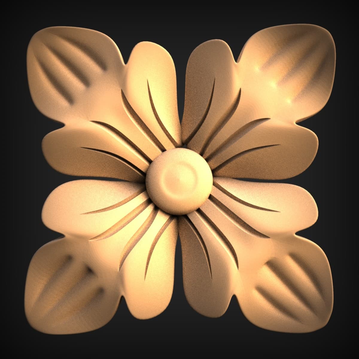 Four-Petal Square Rosette Tile