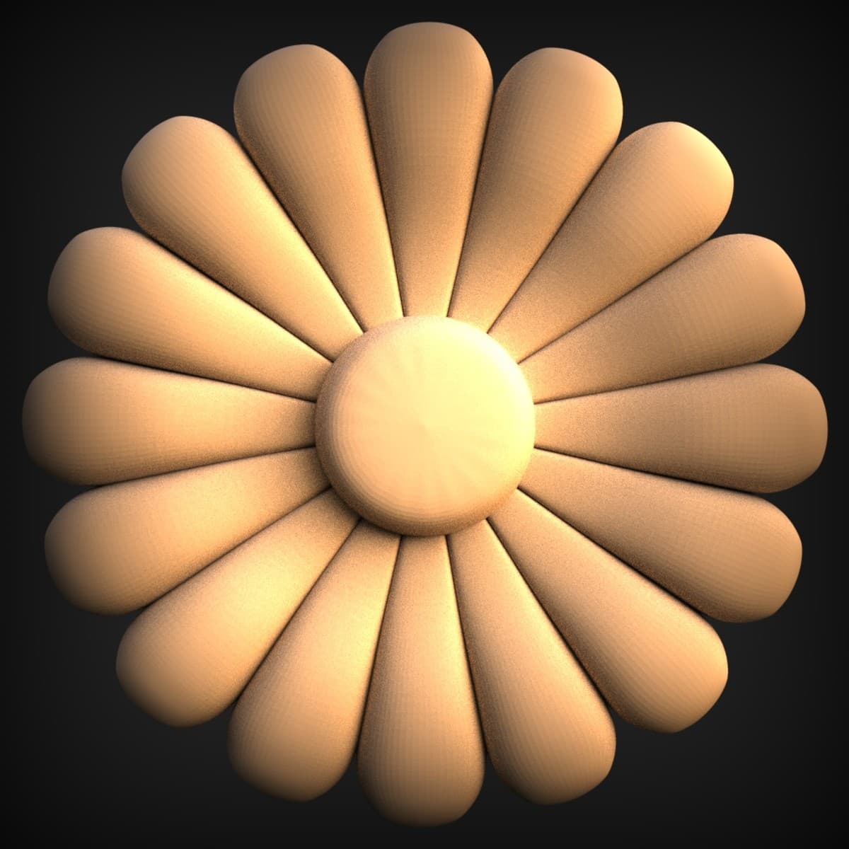 Sixteen-Petal Floral Rosette Medallion