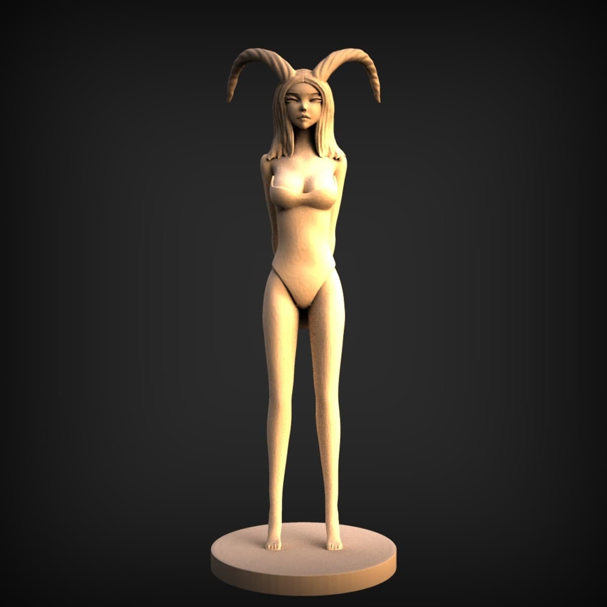Horned Nude Maiden Figurine