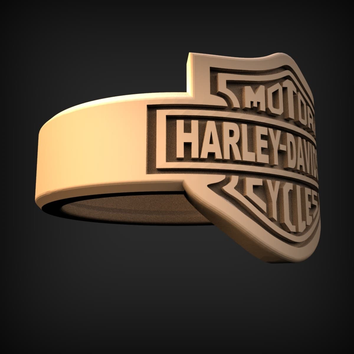 Motorcycle Bar-And-Shield Signet Ring