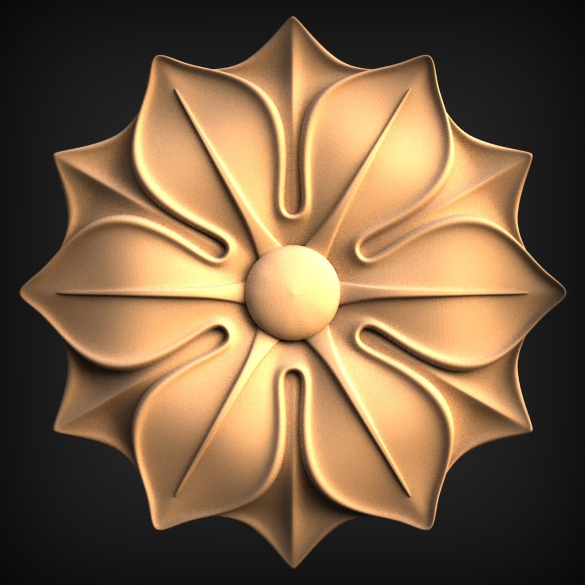 Carved Flower Rosette Medallion