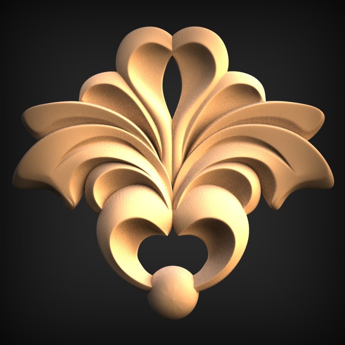 Fanned Acanthus Palmette Appliqué