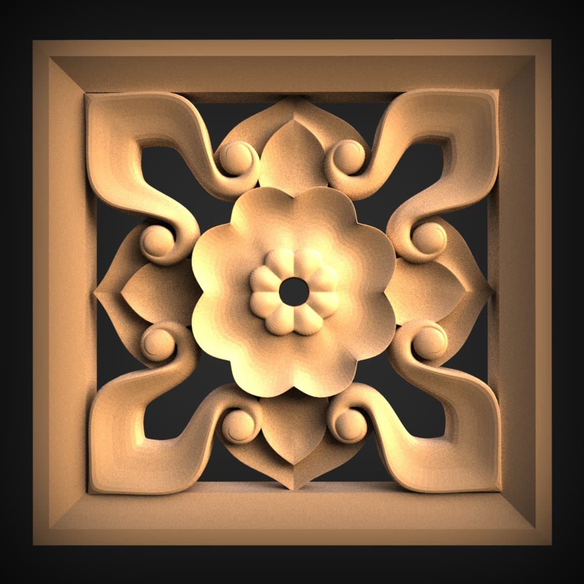 Floral Rosette Square Tile