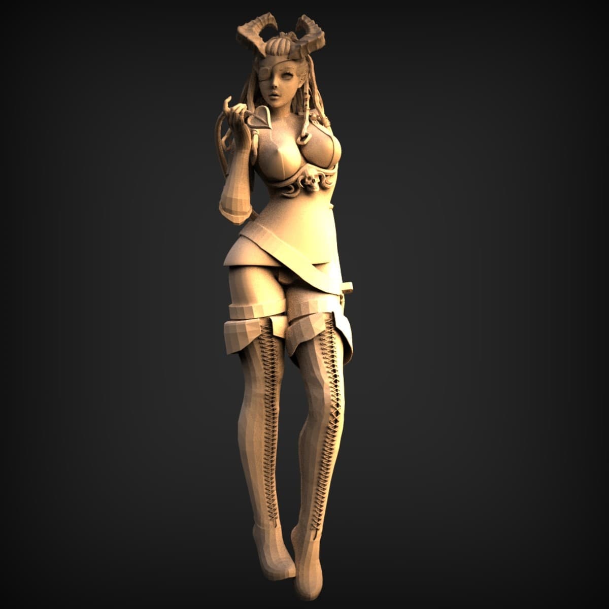 Horned Warrior Maiden Figure