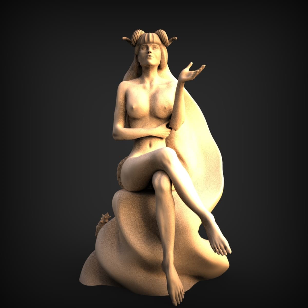 Seated Horned Nude Figure Study
