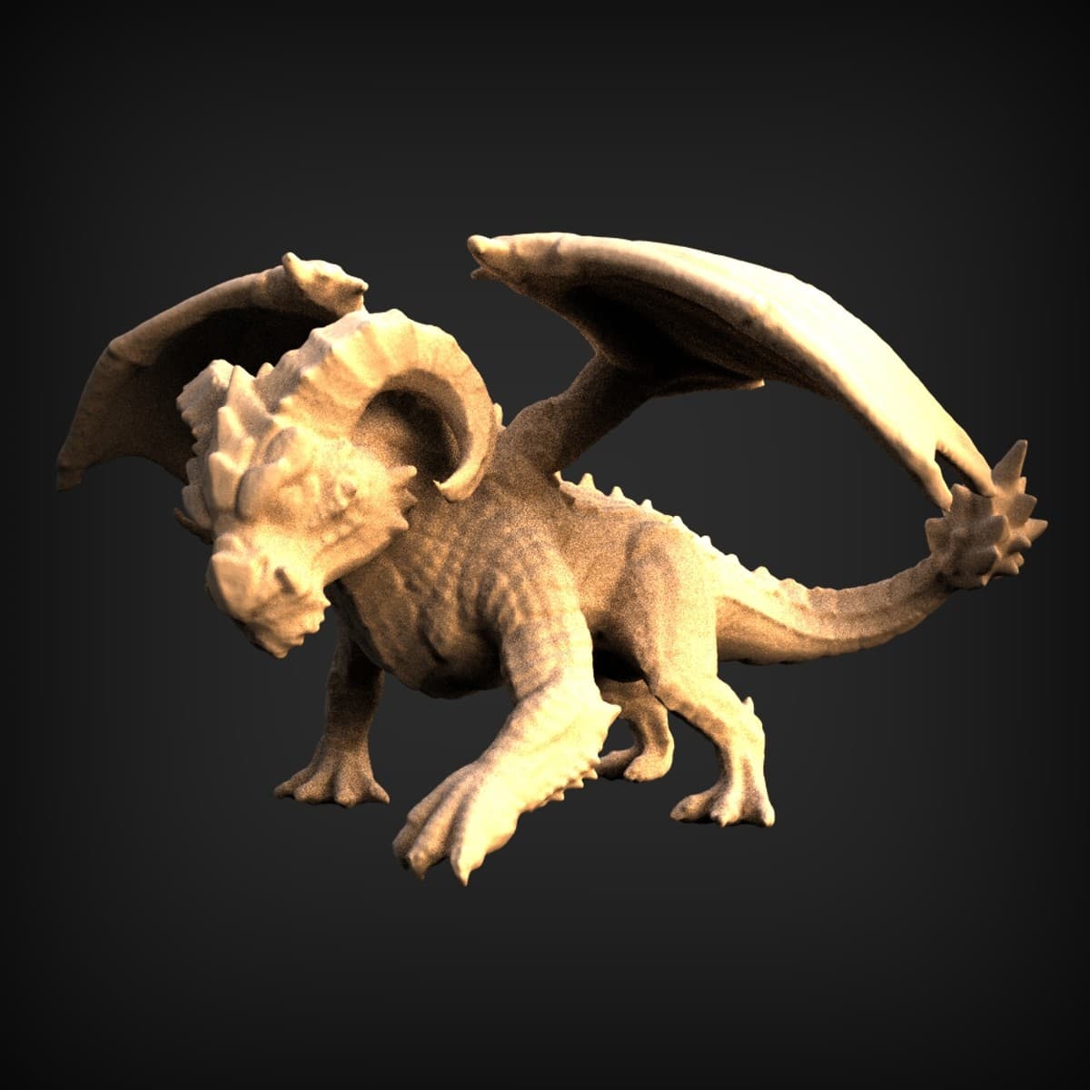 Crouching Horned Dragon Figure
