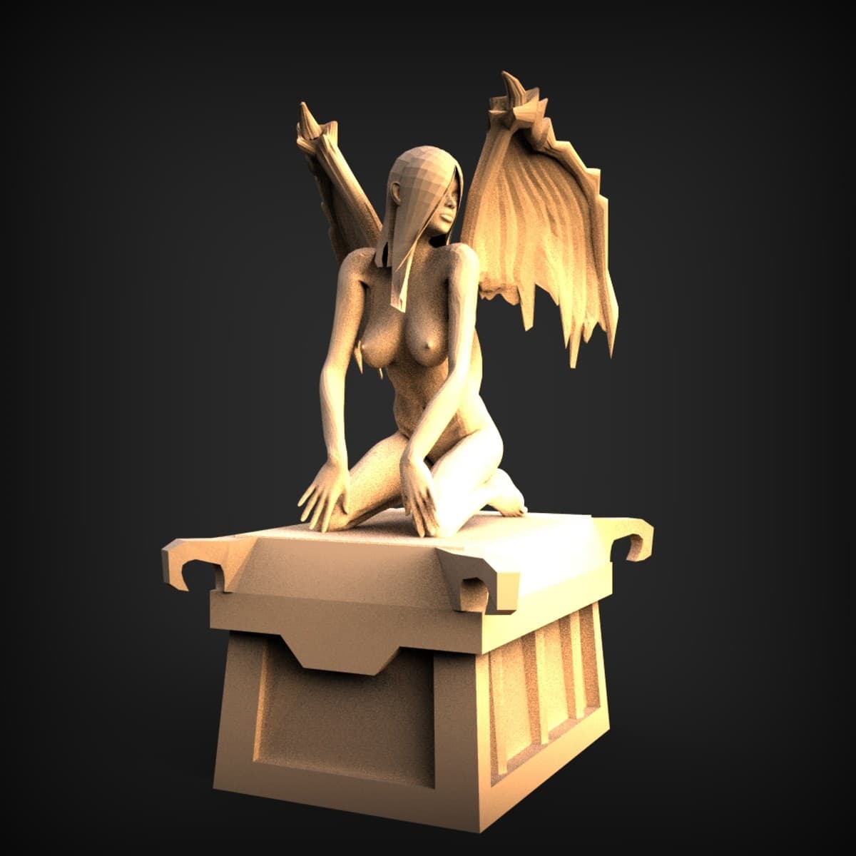 Kneeling Winged Succubus Statue