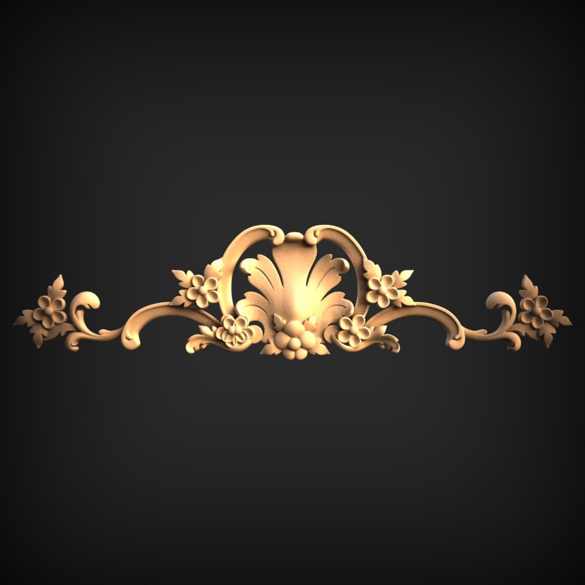 Rose-and-Shell Floral Crest