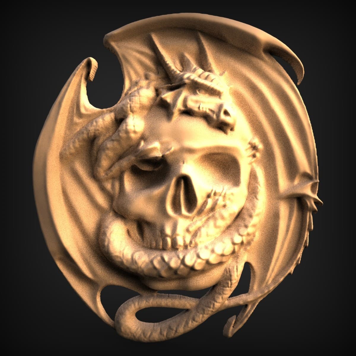 Winged Dragon and Skull Medallion