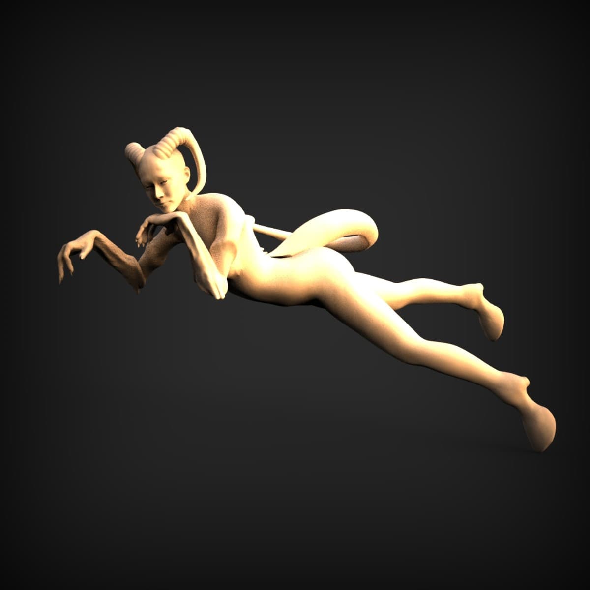 Reclining Horned Fantasy Figure
