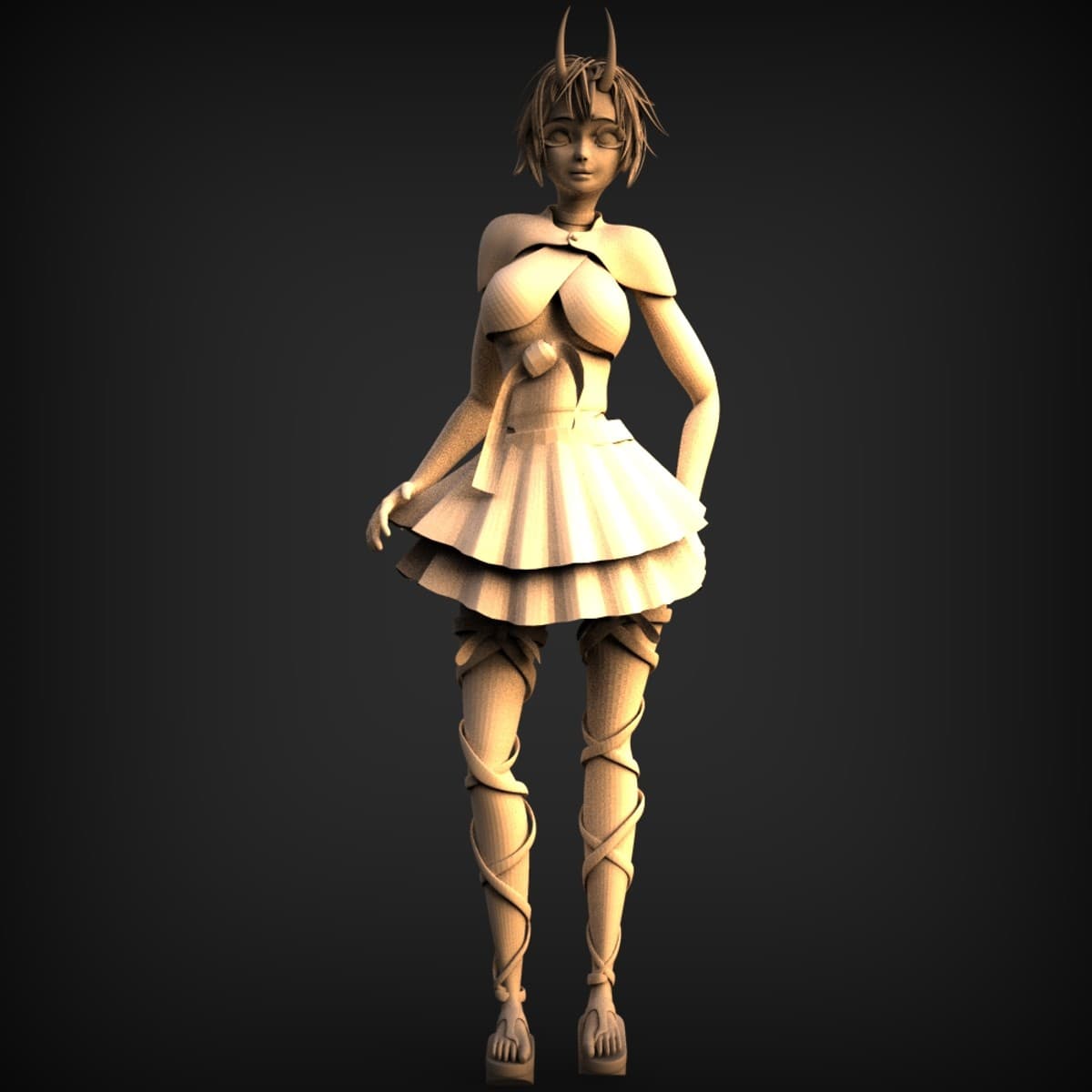 Horned Anime Girl Figure
