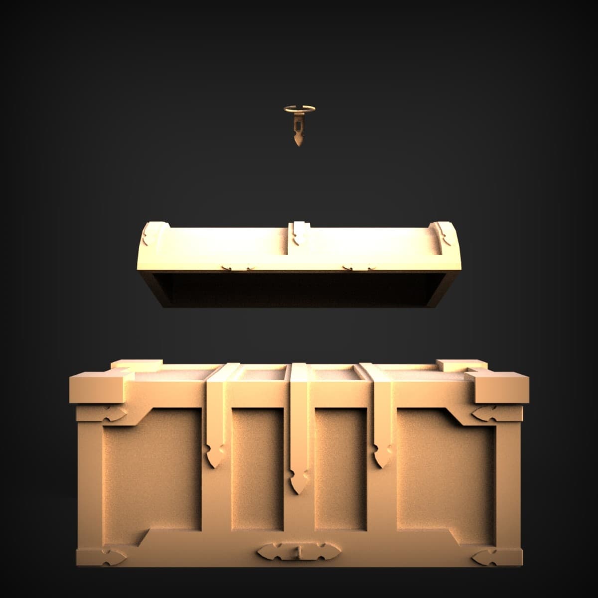 Banded Strongbox Chest With Lid