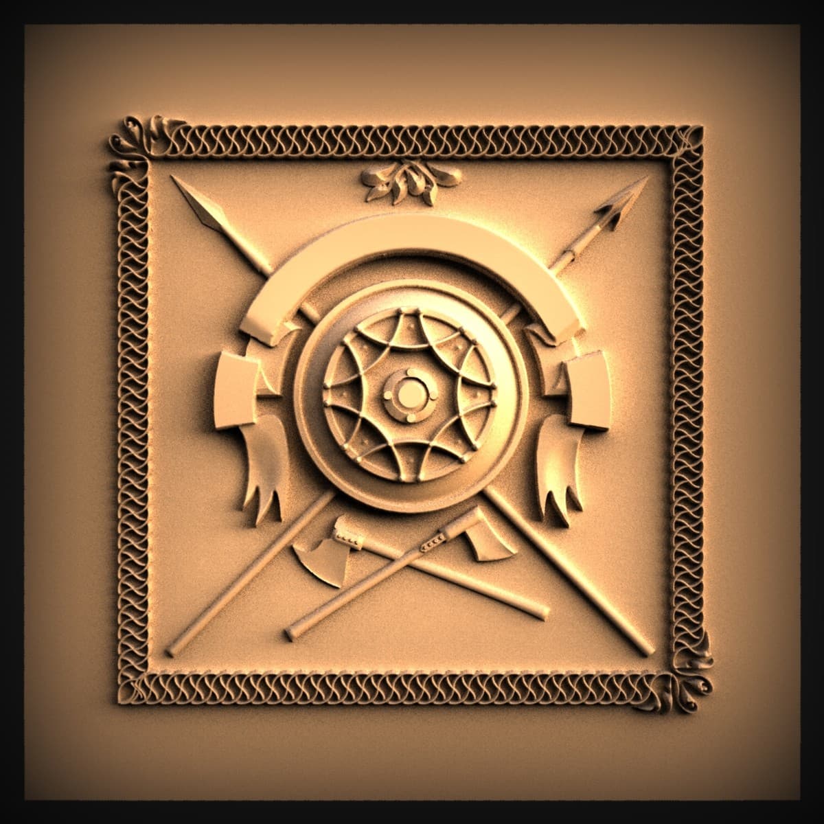 Heraldic Shield And Spears Panel