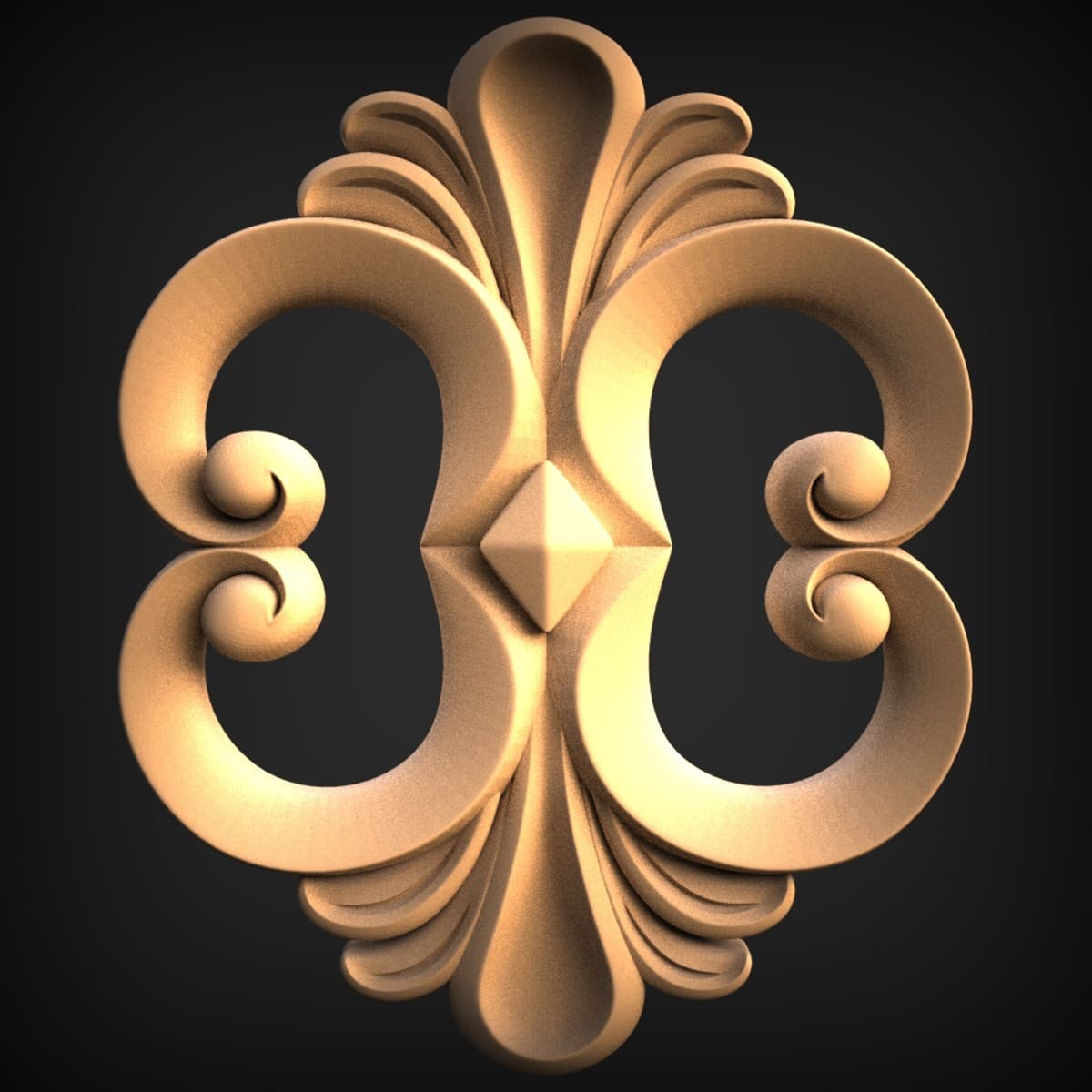 Scrolled Palmette Cartouche Onlay