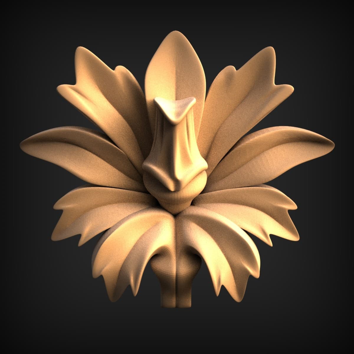 Carved Acanthus Flower Rosette