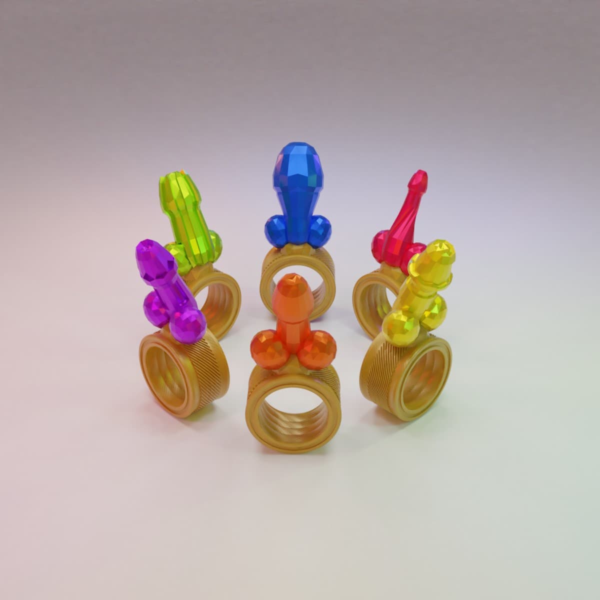 Pandoranium 3D Dickfinity Stone Rings