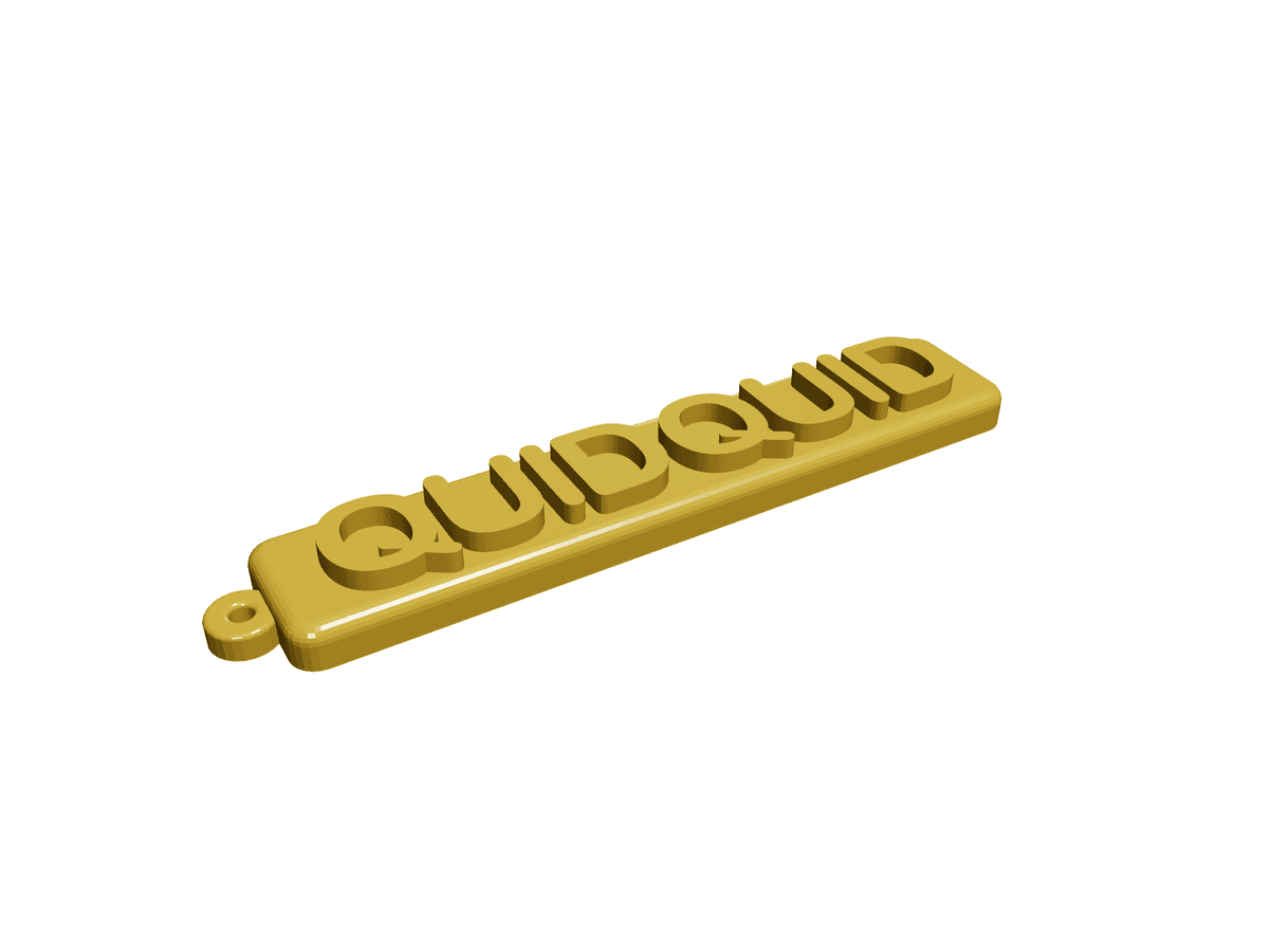 Quiduid Word Keyring with Raised Lettering
