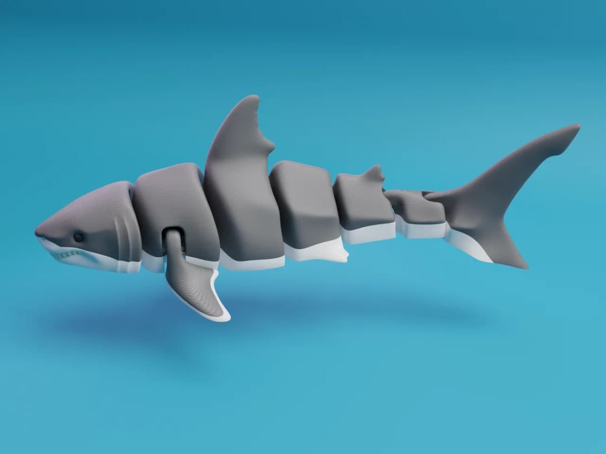 Articulated Great White Shark Multicolor